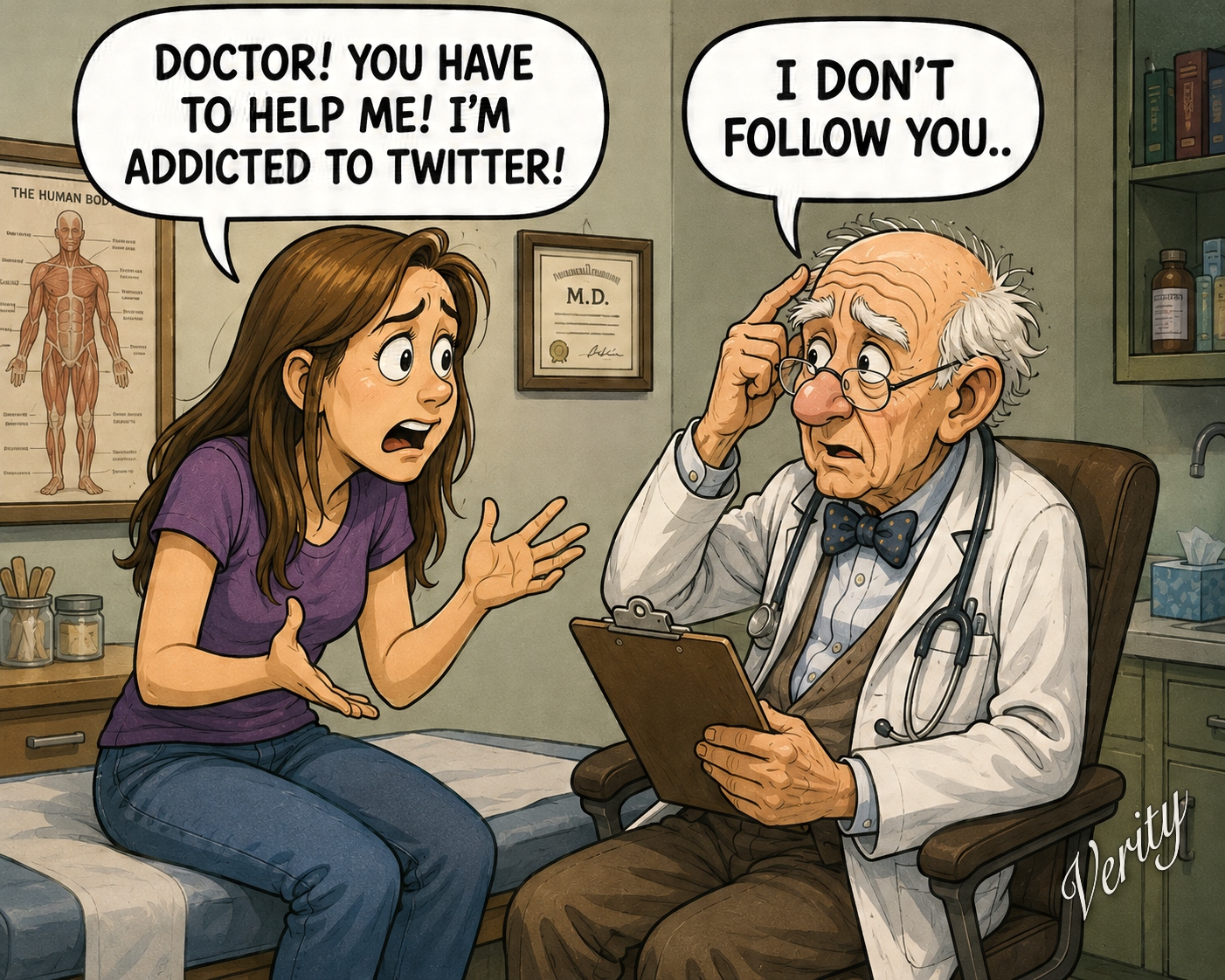 Addicted to Twitter — original joke image by Glen Munro