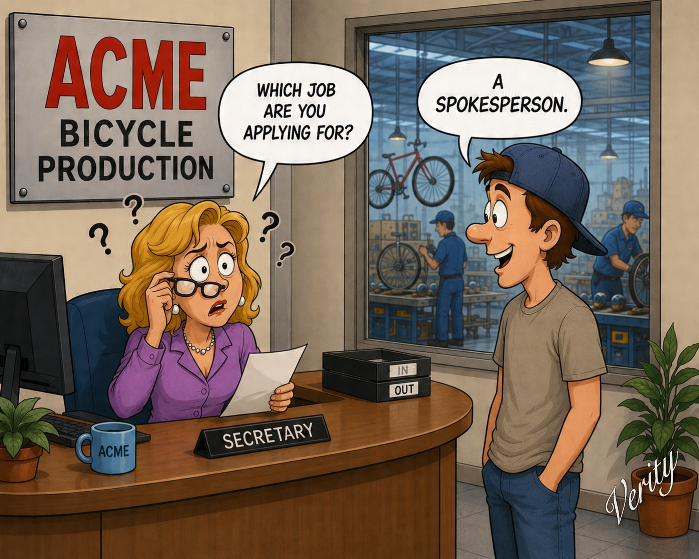 Bicycle Spokesperson — original joke image by Glen Munro