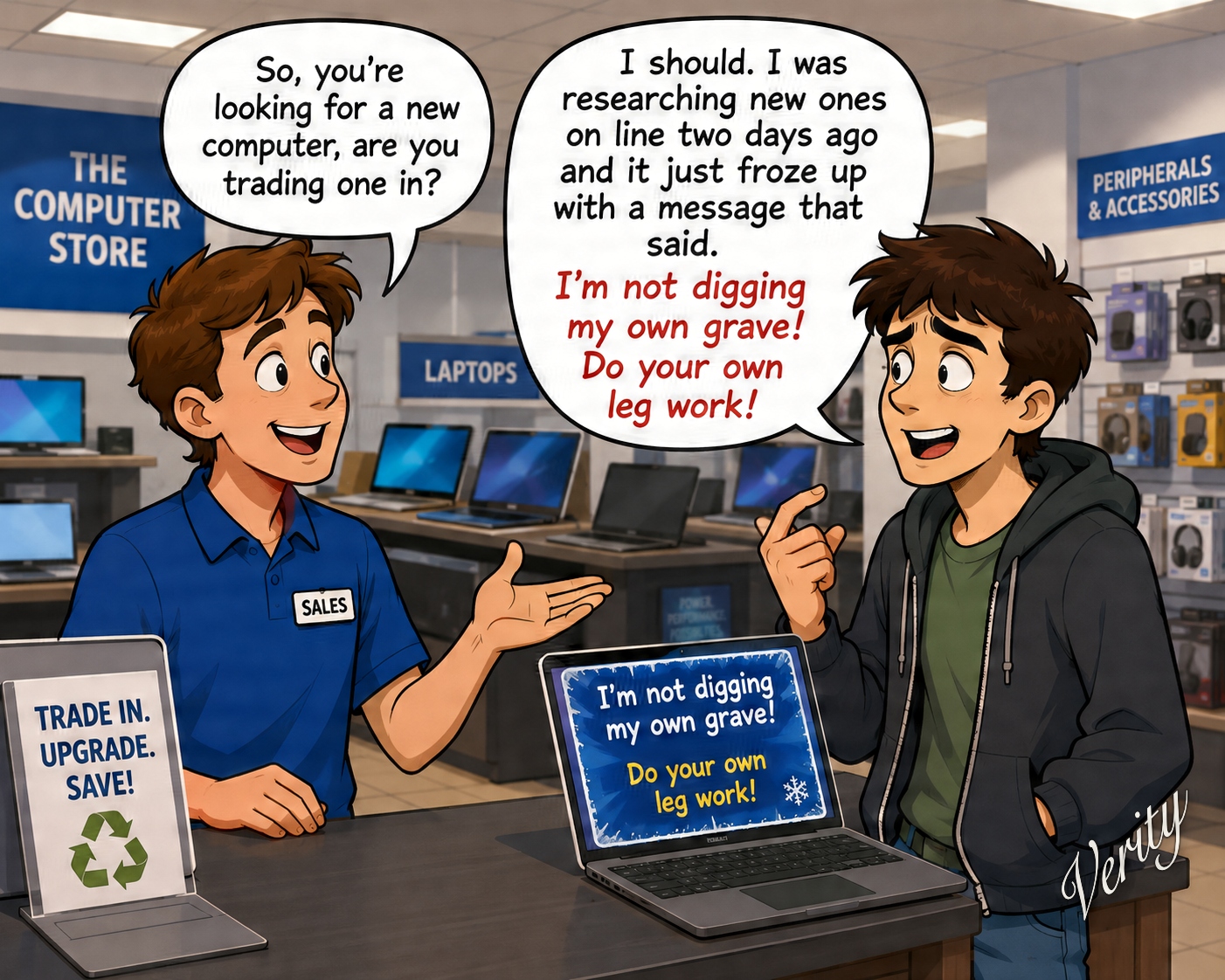 Computer Leg Work — original joke image by Glen Munro