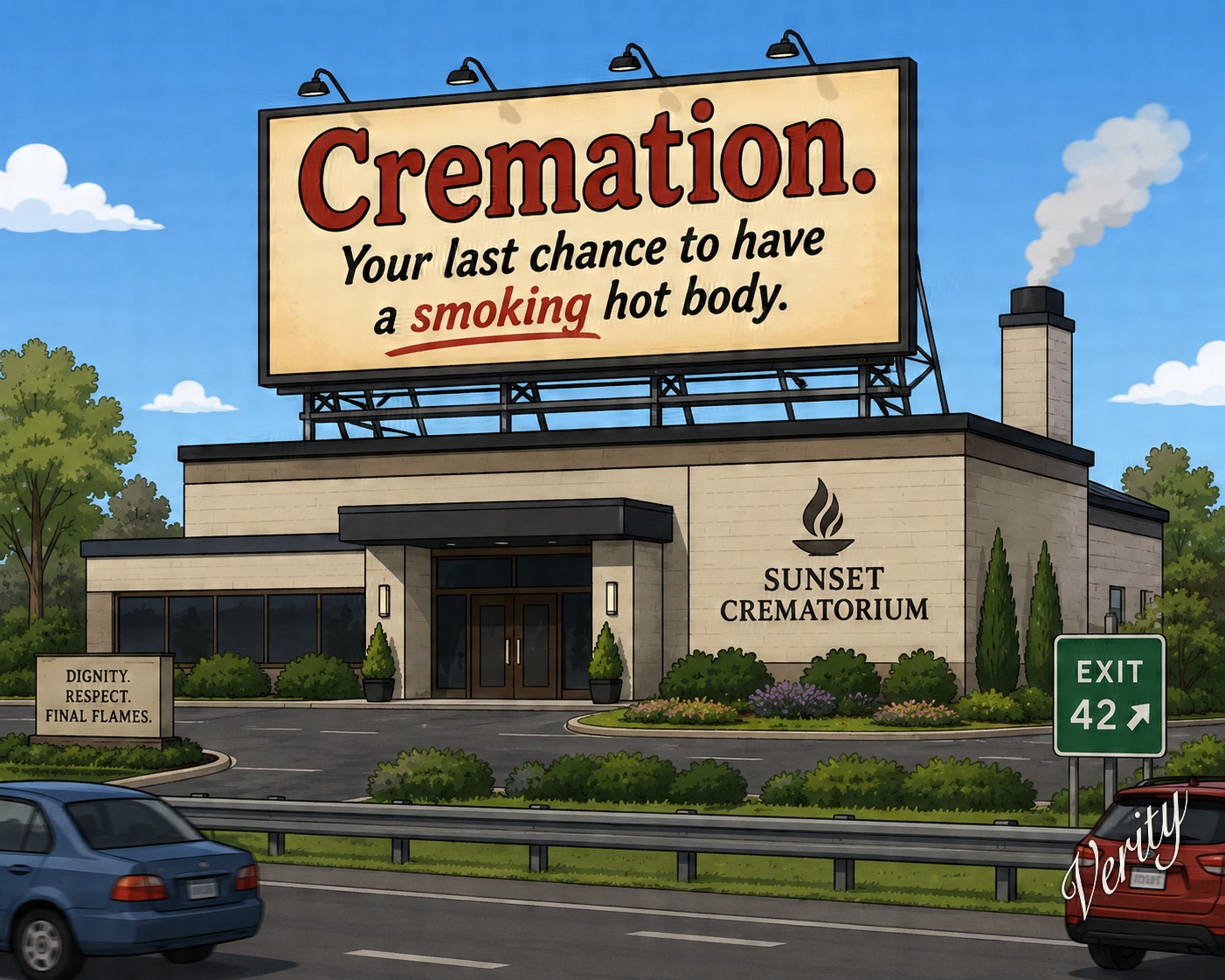 Cremation — original joke image by Glen Munro