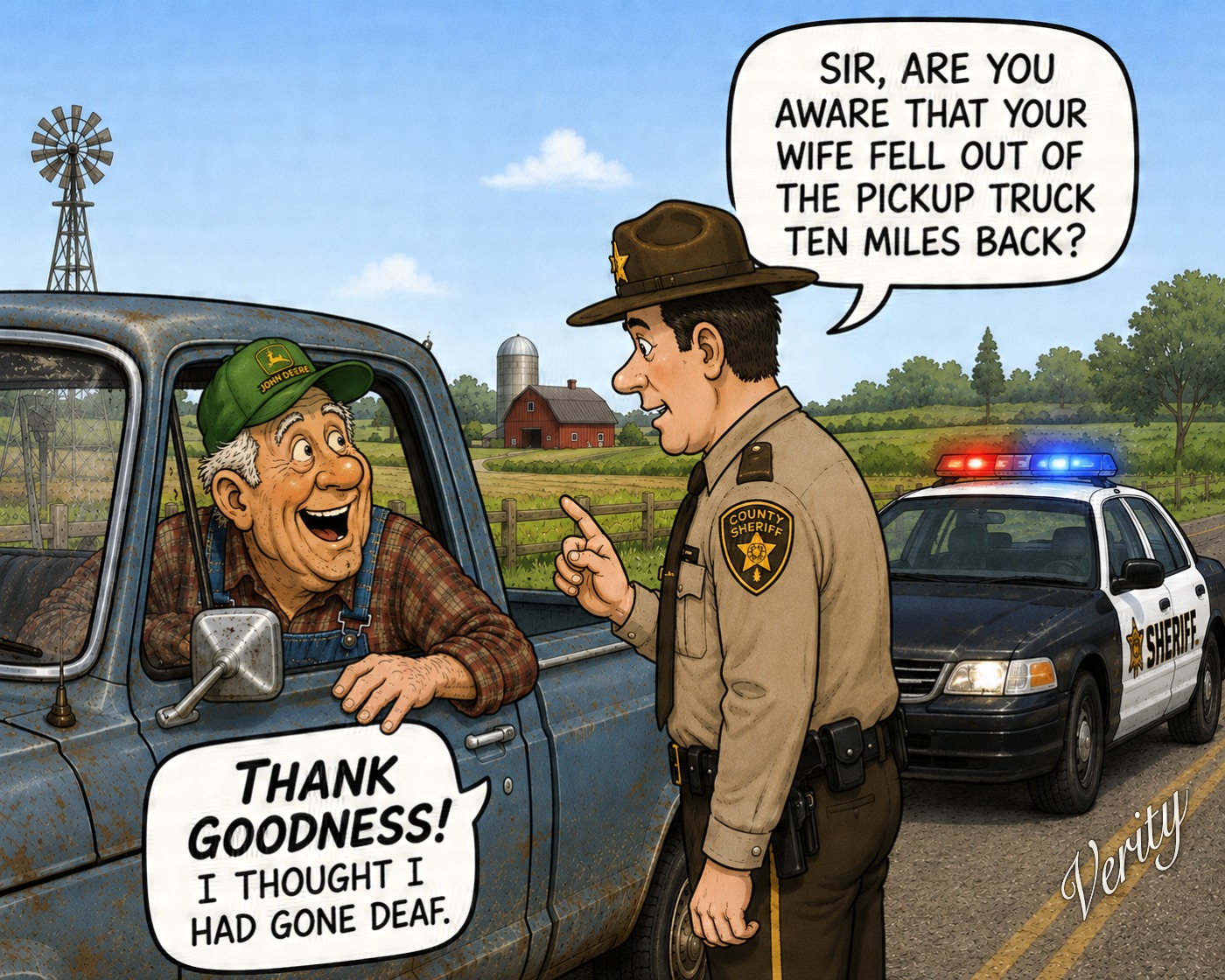 Deaf Farmer — original joke image by Glen Munro