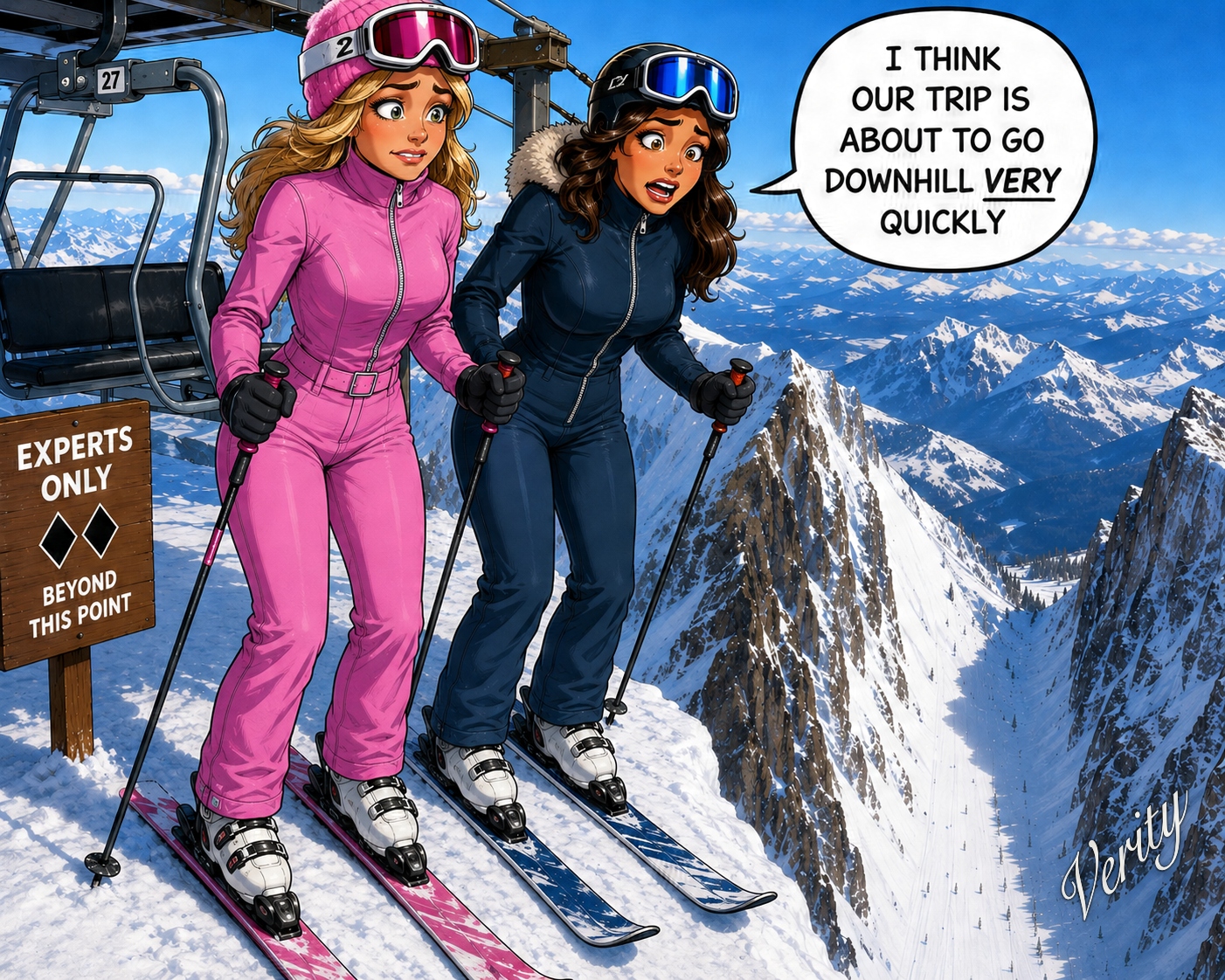 Down Hill Vacation — original joke image by Glen Munro