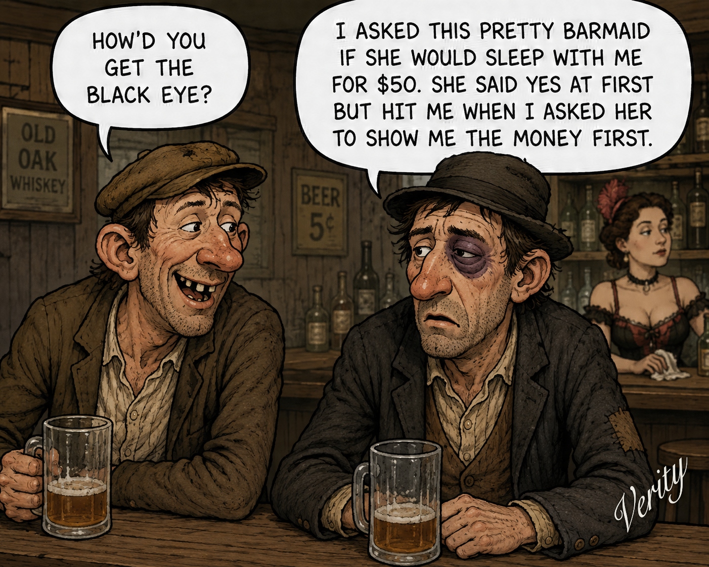 Fifty Dollar Barmaid — original joke image by Glen Munro
