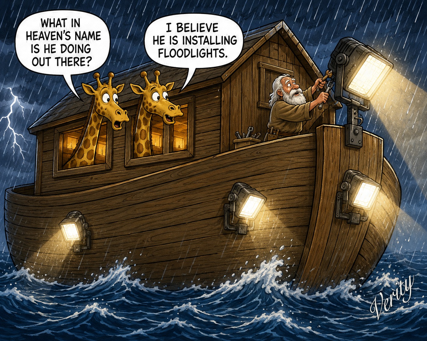 Floodlights — original joke image by Glen Munro