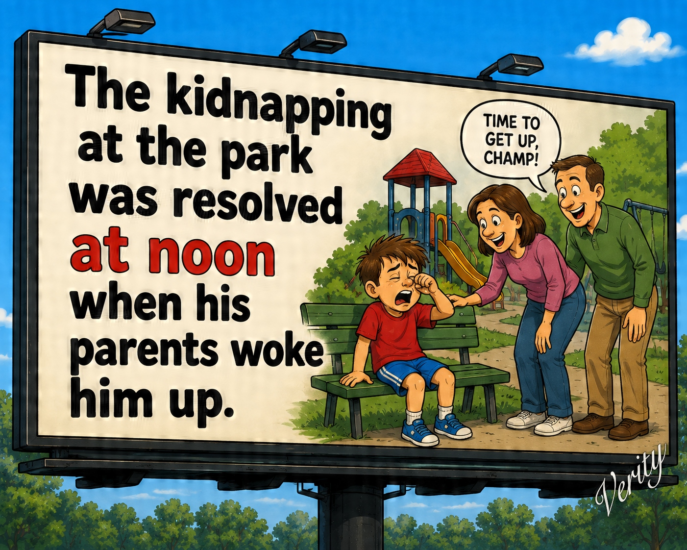 Kidnapping in the Park — original joke image by Glen Munro