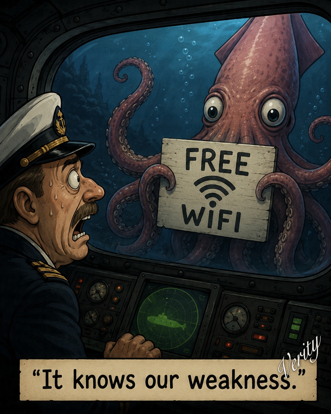 Our Weakness — original joke image featuring squid and giant squid