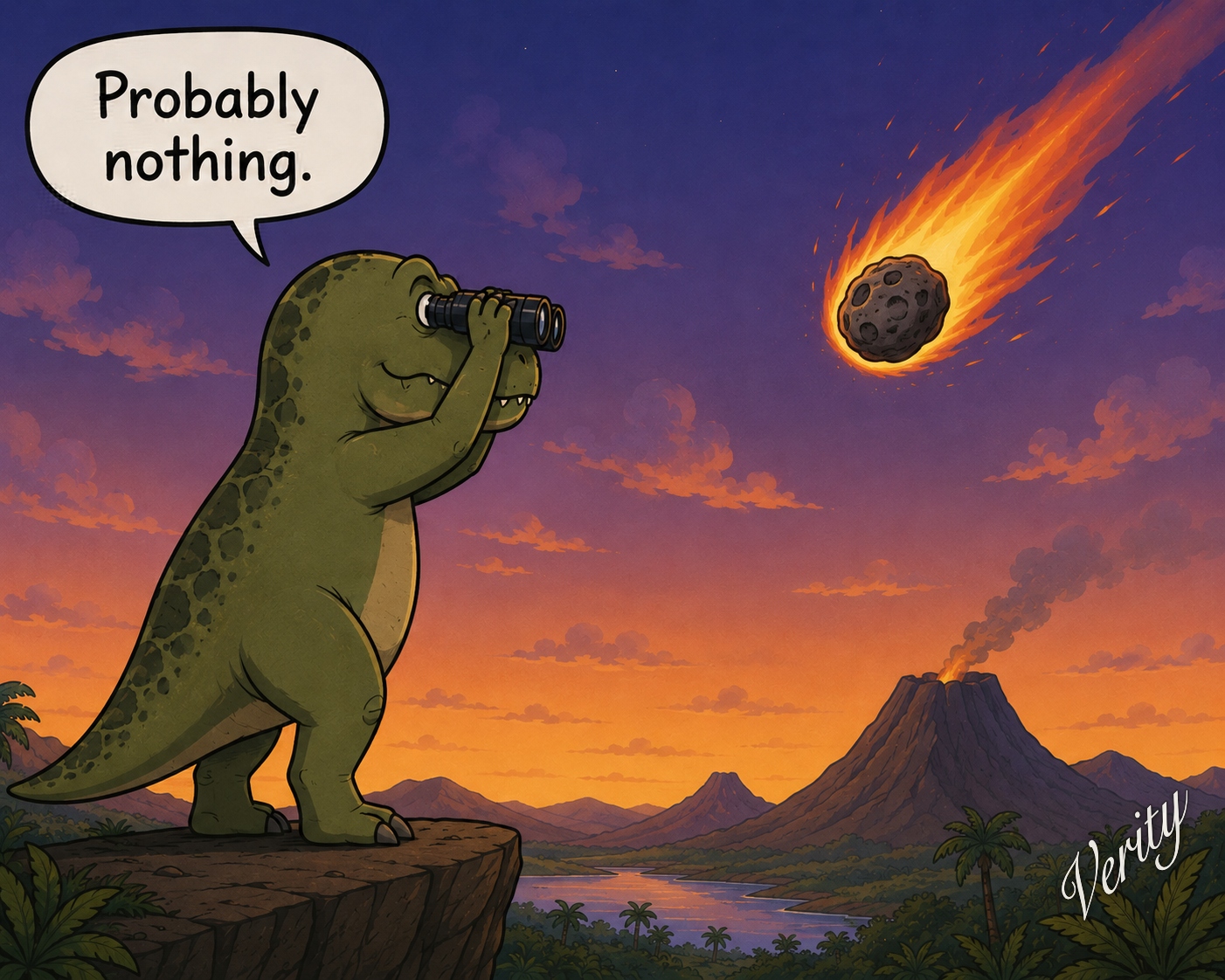 Probably Nothing — original joke image featuring dinosaur and t rex