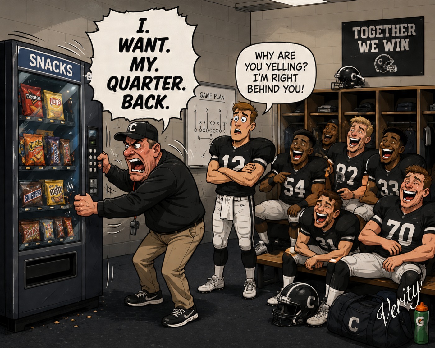 Quarter Back — original joke image by Glen Munro