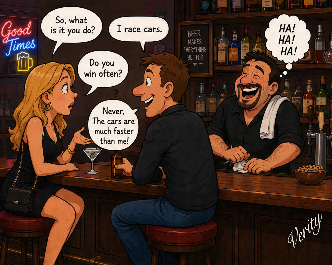 Race Cars — original joke image by Glen Munro