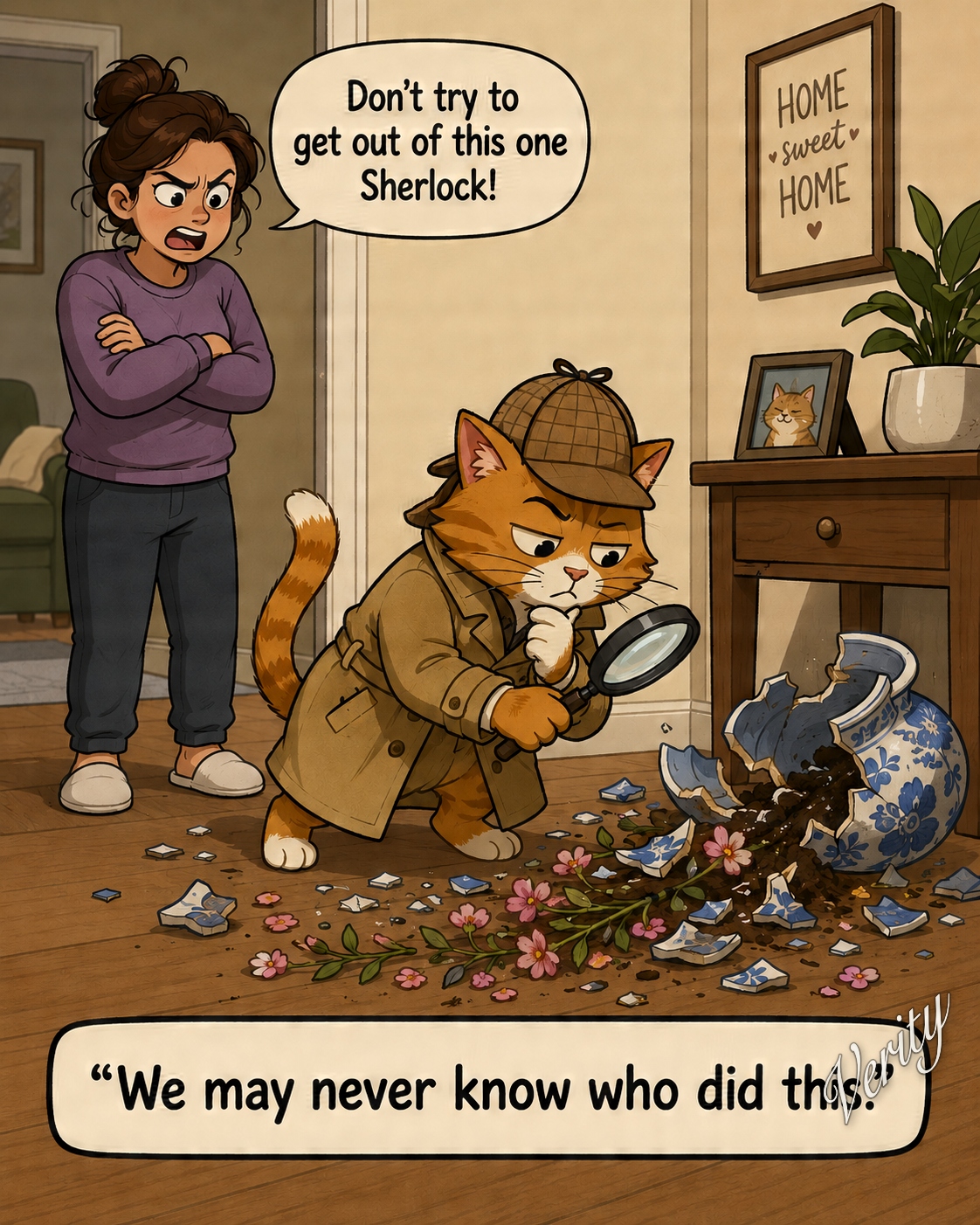 Sherlock Cat — original joke image featuring cat and detective