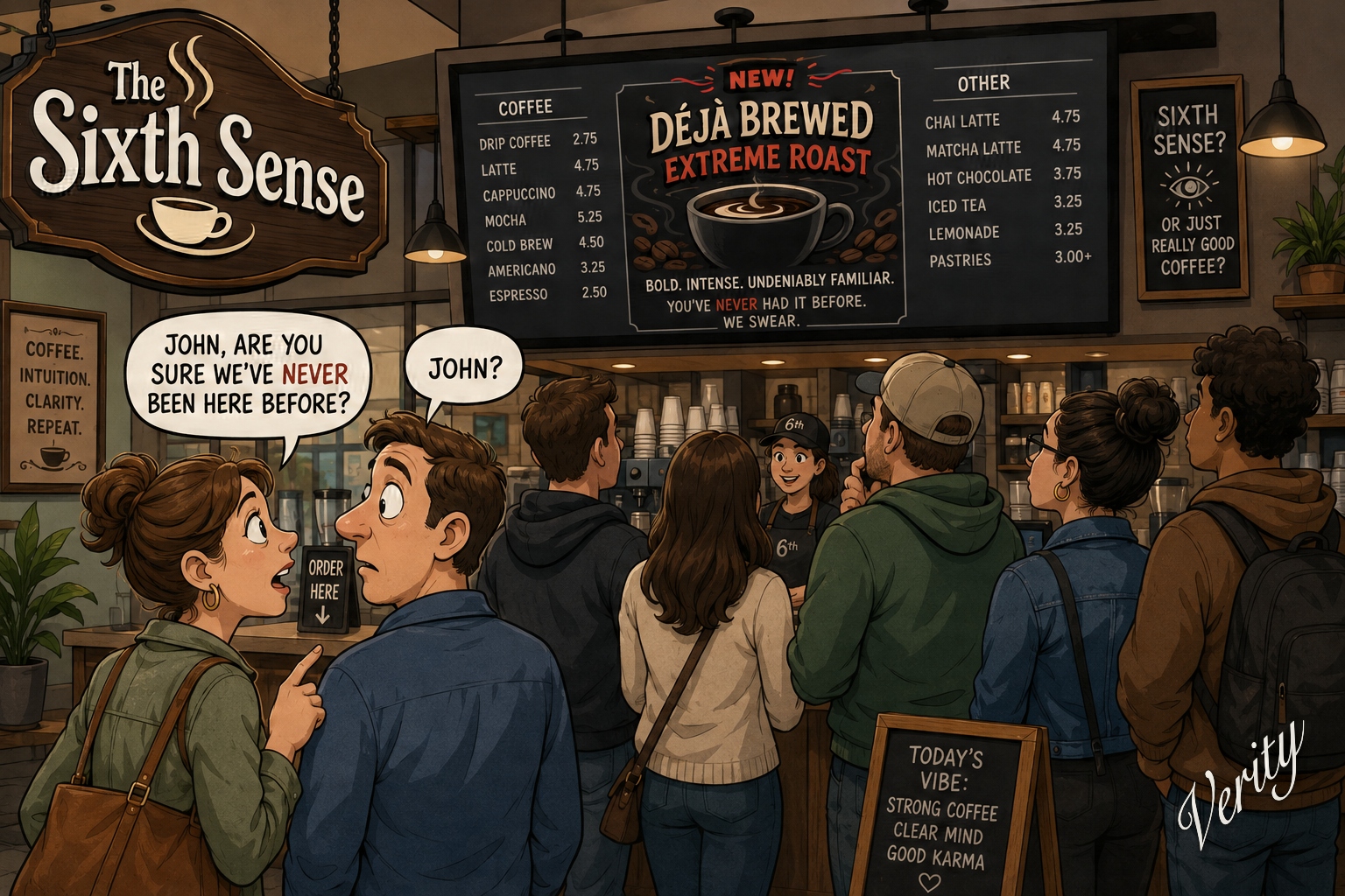 Sixth Sense Coffee — original joke image by Glen Munro