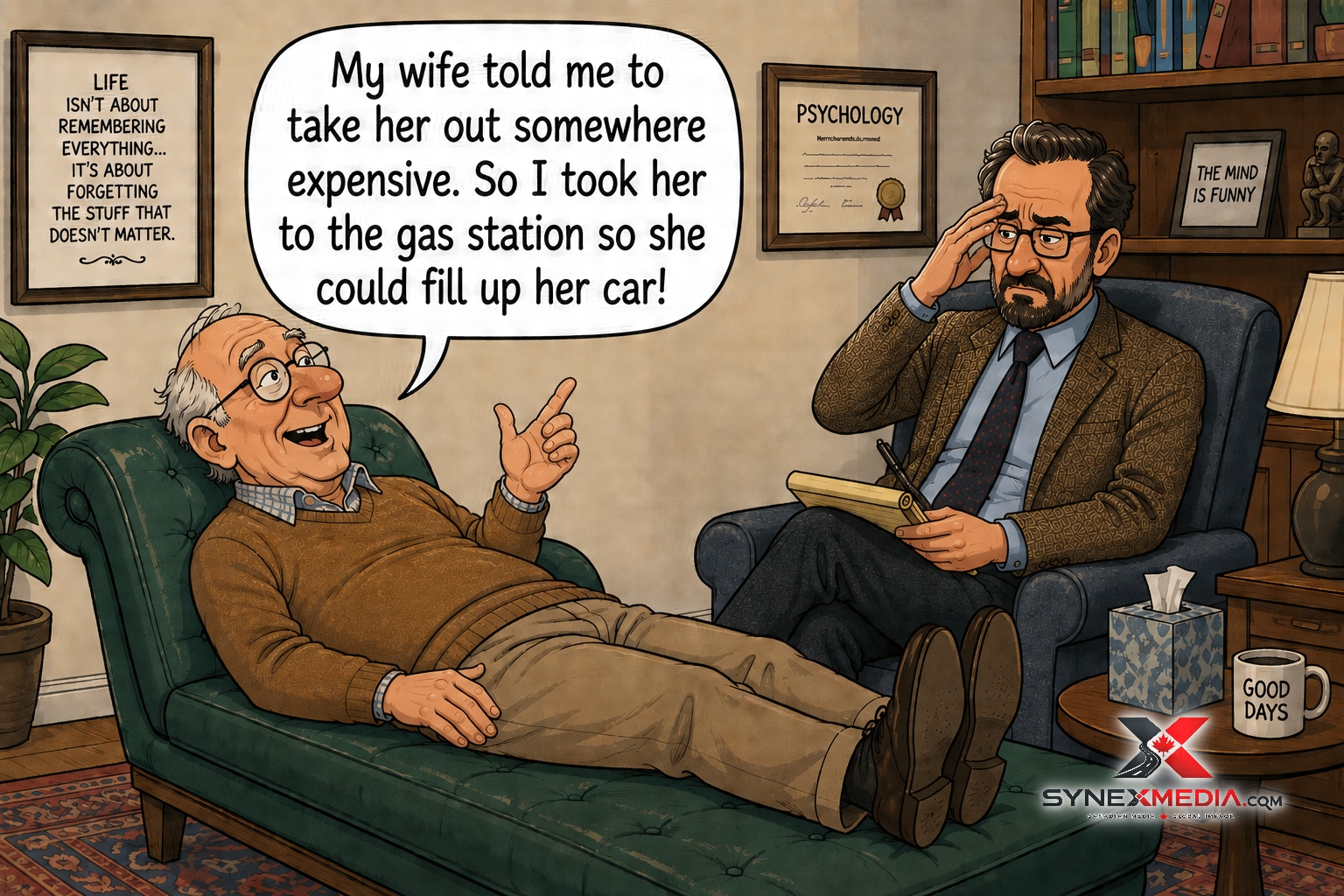 Somewhere Expensive — original joke image by Glen Munro