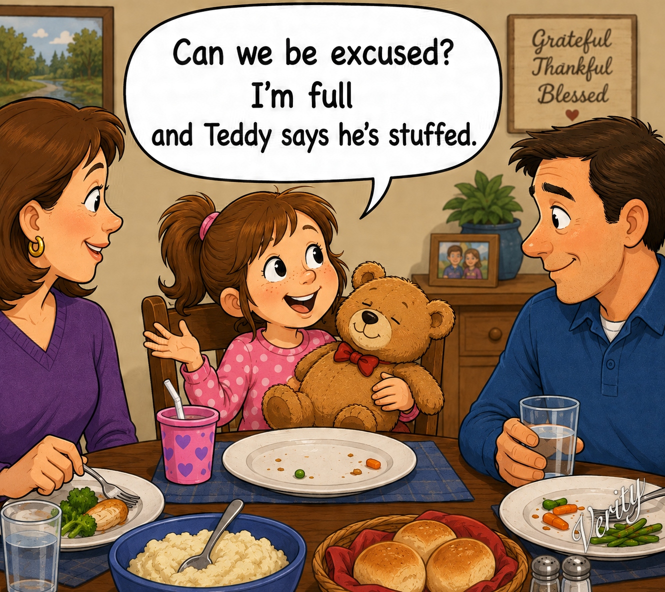 Teddy is Stuffed — original joke image by Glen Munro