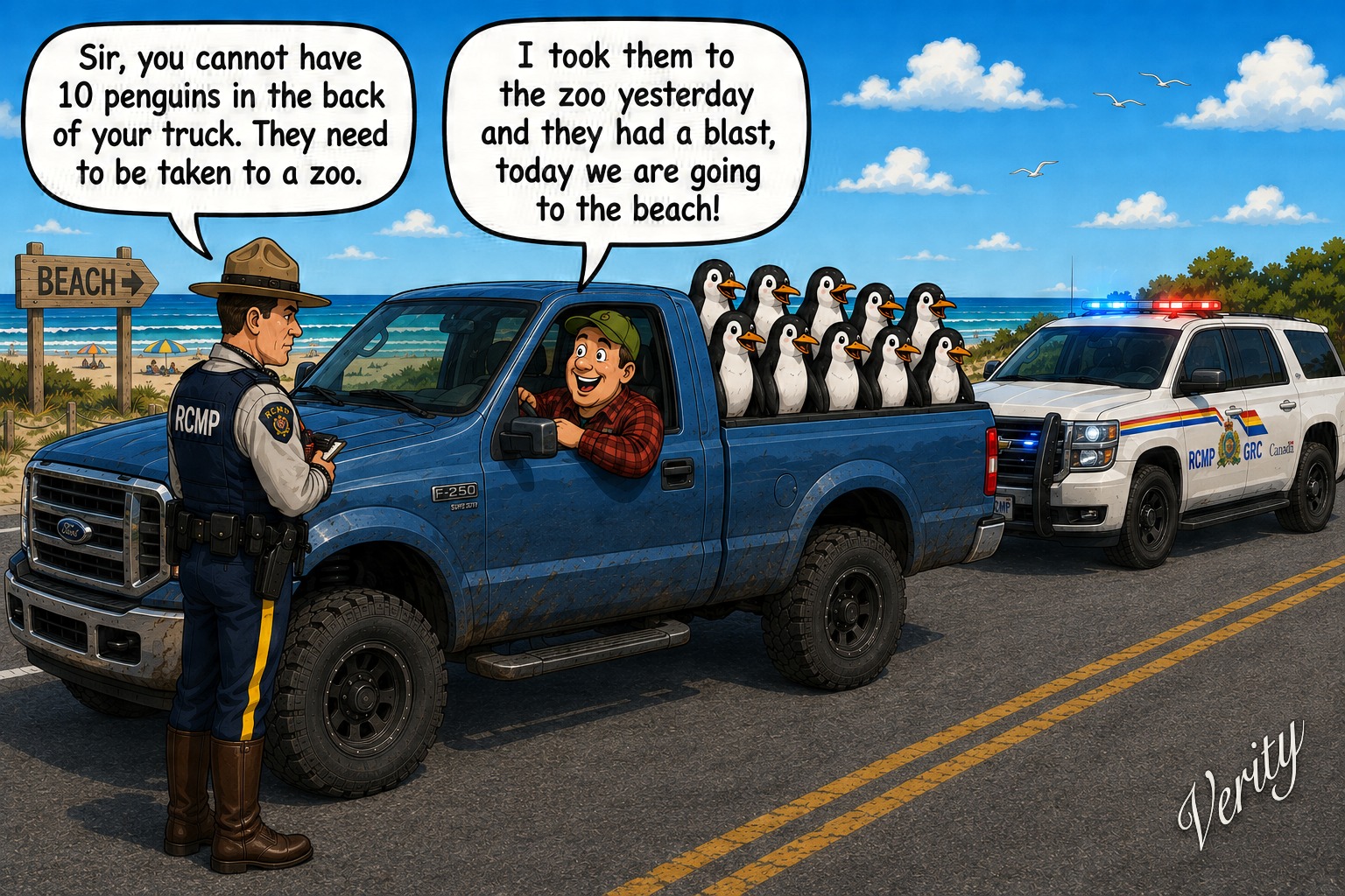 Ten Penguins — original joke image by Glen Munro