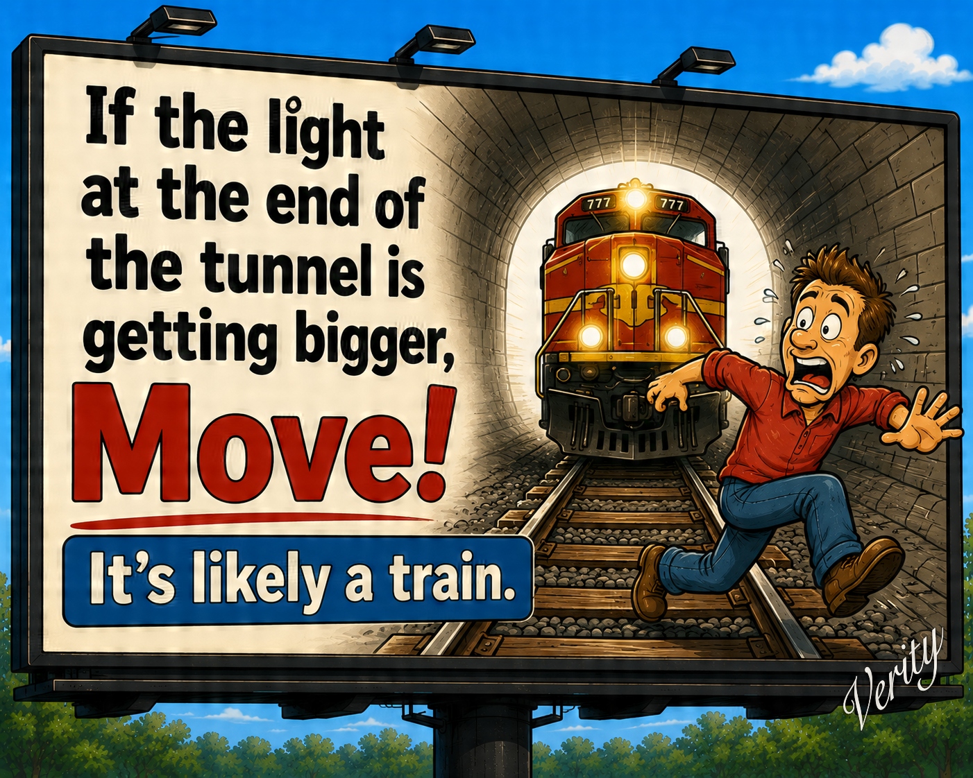 Tunnel Light — original joke image by Glen Munro