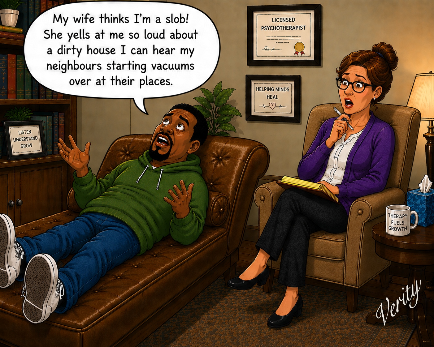 Wife & Dirty House — original joke image by Glen Munro